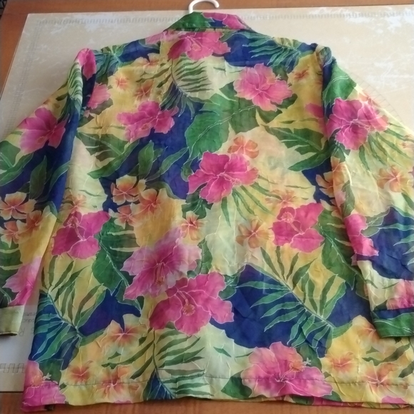 AJ Clothing Co. Miami Sheer Floral Shirt/Bathing Suit Cover Sz.XL Vintage - Picture 2 of 9